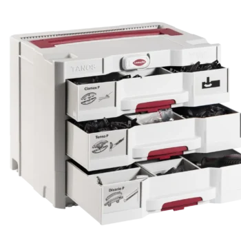 P-System Gama de elementos de ensamble profesional en Sortainer Lamello