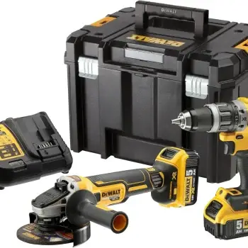 Kit XR 18V: DCD796 taladro percutor + DCG405 amoladora + 2 baterías Li-Ion 5 Ah + maletín TSTAK VI