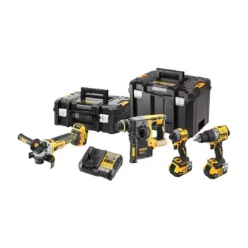 Kit 18V: taladro + amoladora + martillo + atornillador impacto, 3 baterías 5 Ah