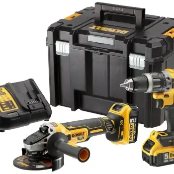 KIT XR 18V = DCD796 Taladro Percutor + DCG405 Amoladora + 2 baterías Li-Ion 5Ah + maletín TSTAK VI